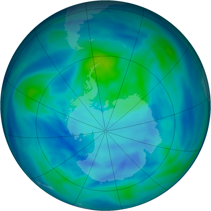 Antarctic ozone map for 03 April 2007